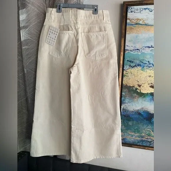 KHAITE Aiden Jean Womens Size 31 Ivory Rigid Pockets High Waist Cotton NWT - Picture 6 of 16